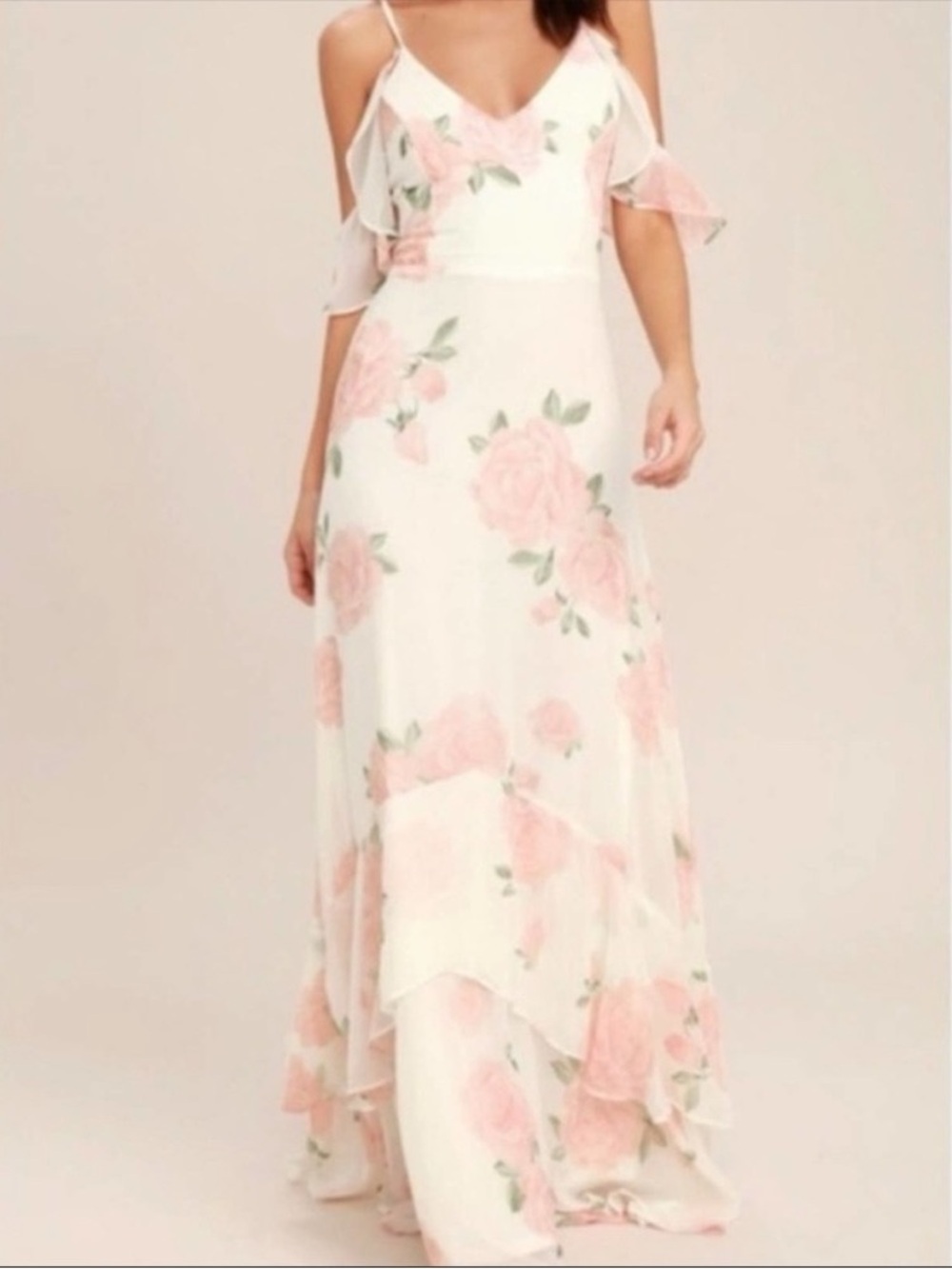 Lulus Floral Take You There Maxi Dress wedding/summer resort /boho Sz Small